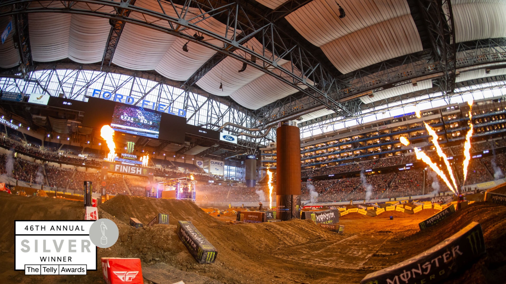 Go to the SuperMotocross tab on Peacock to re-watch Round 5 of the 2024 SMX World Championship Series from Detroit, MI that took home Silver in the Television Directing Category.