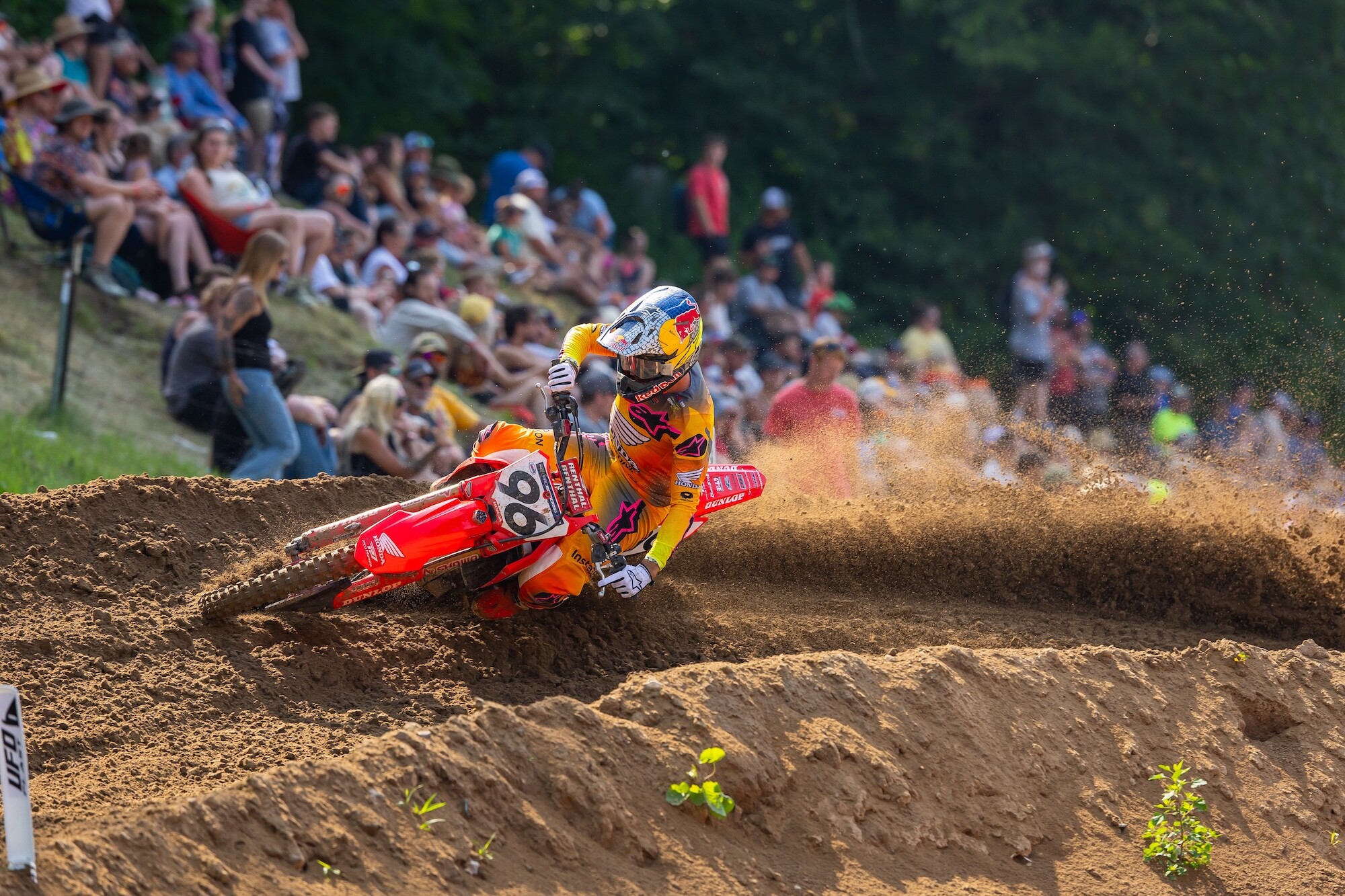 Hunter Lawrence got his first moto win of the season but had to settle for a fourth consecutive runner-up finish.